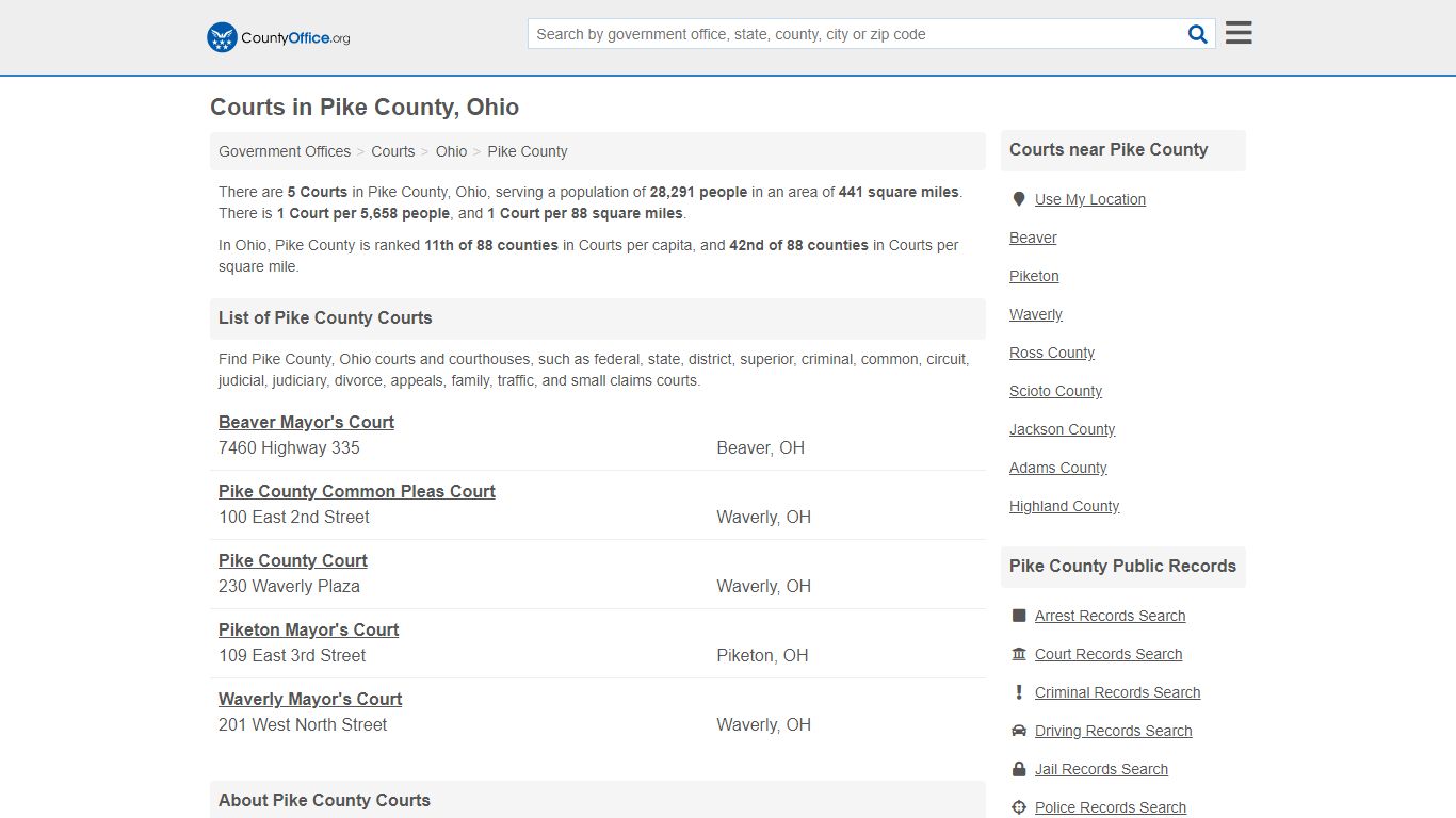 Courts - Pike County, OH (Court Records & Calendars)