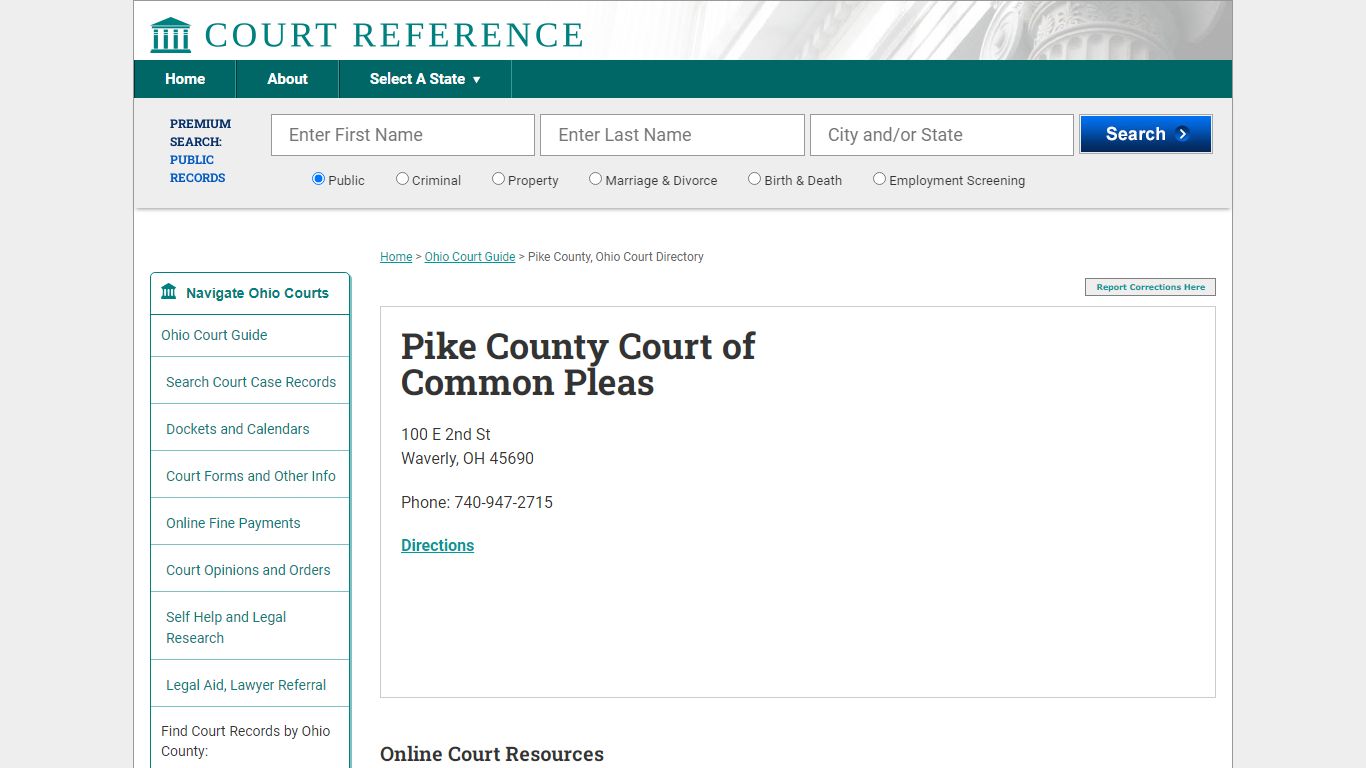 Pike County Court of Common Pleas - CourtReference.com