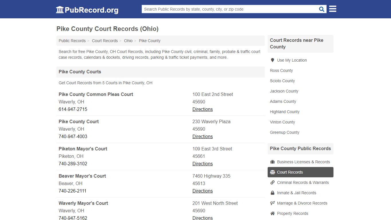 Free Pike County Court Records (Ohio Court Records) - PubRecord.org